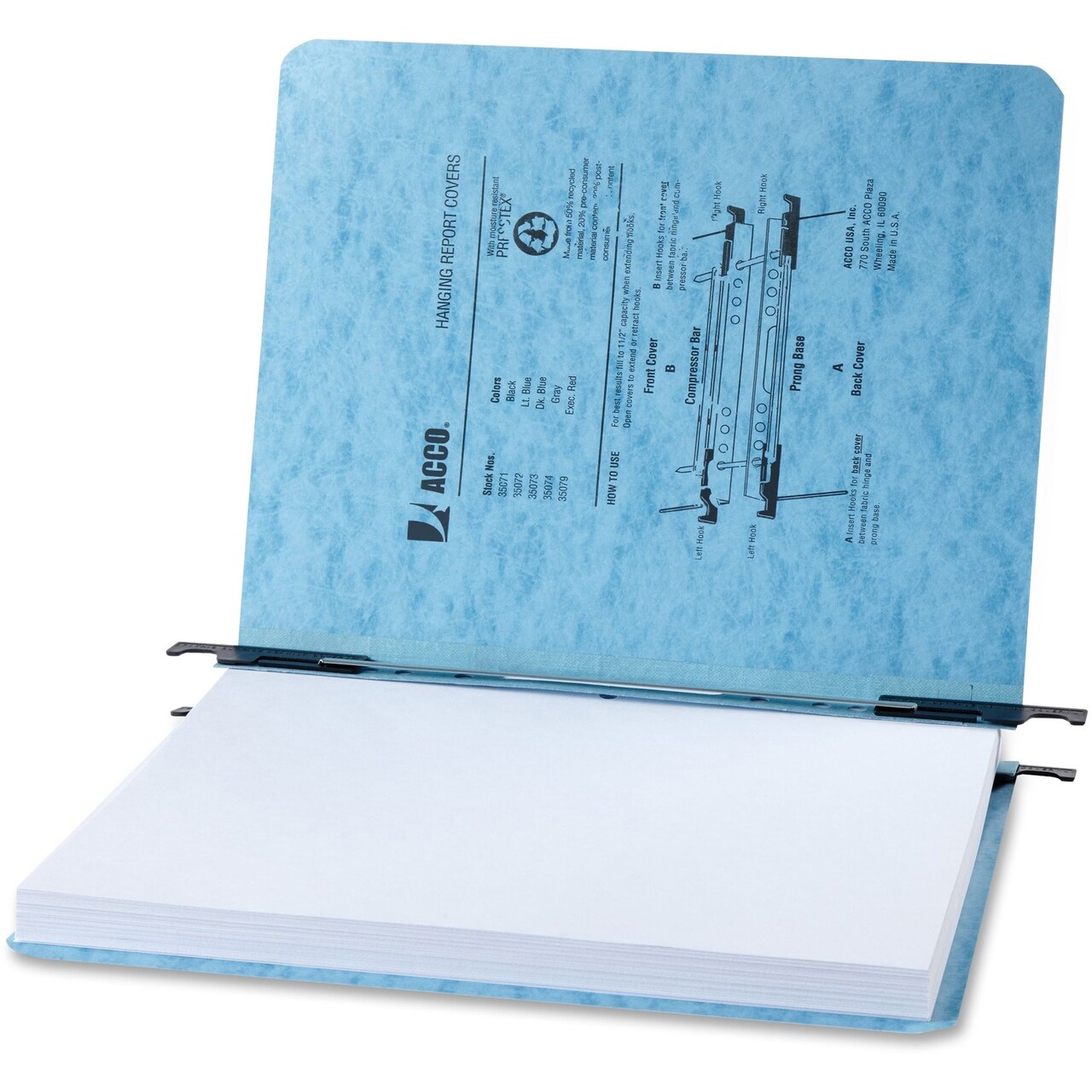Acco 2quot; Cap. Hanging Binders for 3 Hole 11x8 1/2 Sheets Light Blue  5/Pack